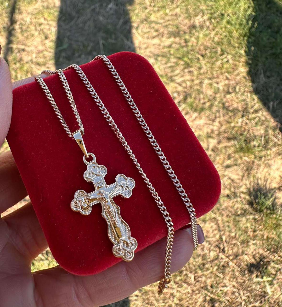 Набор украшений Xuping цепочка панцирное плетение 55 см 2,5 мм/крестик 2,5 см 18к 585п Золотой (82-036)