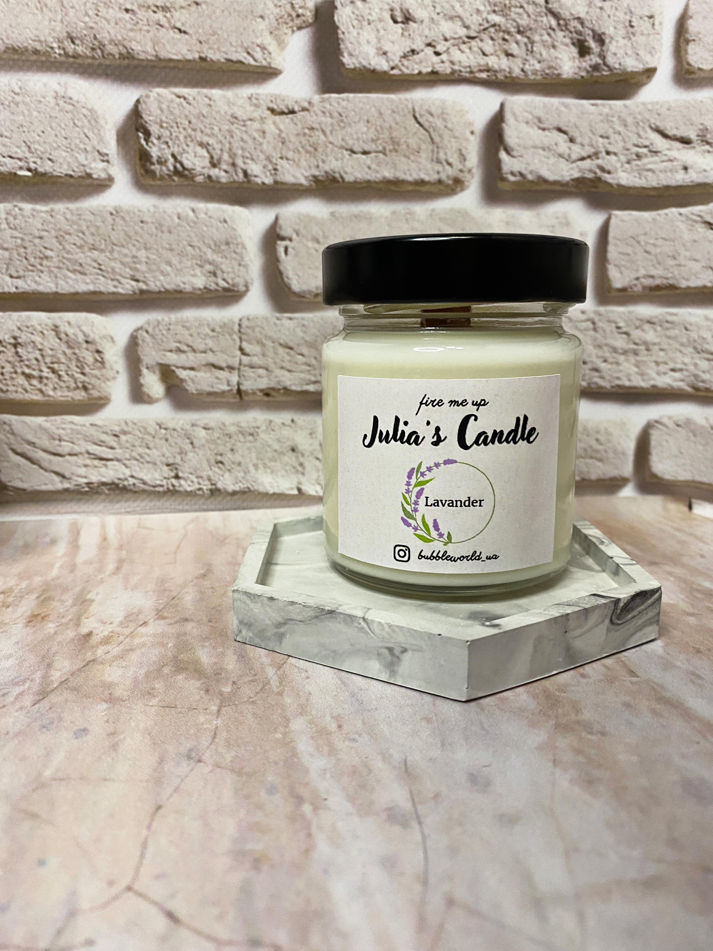 Ароматична свічка Julia's Candle соєва з дерев'яним гнітом Lavender 200 мл (2200-1103) - фото 3