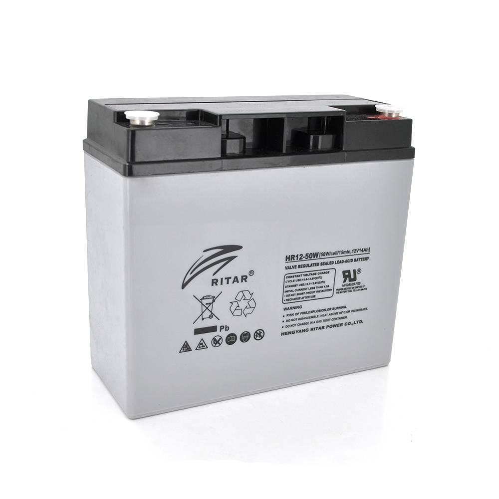 Батарея акумуляторна AGM RITAR HR1250W 4,30 кг Q4 12V 14,0Ah 181x77x167 мм Gray (26317)
