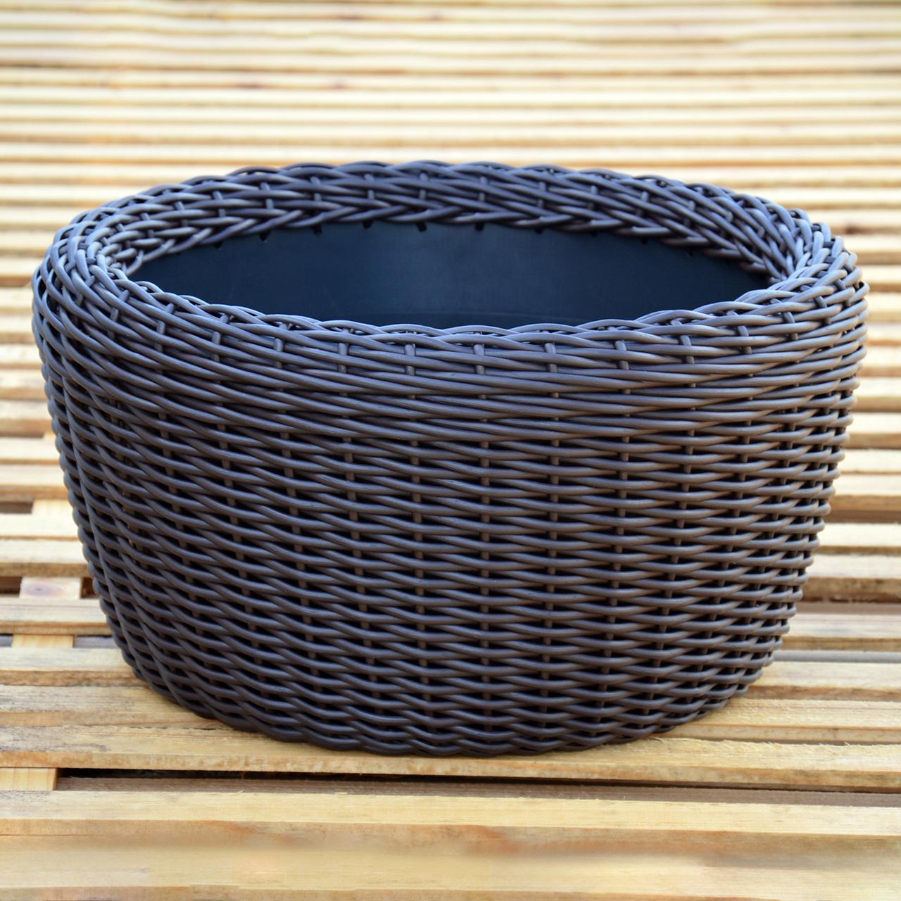 Кашпо велике для рослин та квітів з штучного ротангу/ручної роботи 45 л Венге (12343580) - фото 6 Кашпо велике для рослин та квітів з штучного ротангу/ручної роботи 45 л Венге (12343580) - фото 6