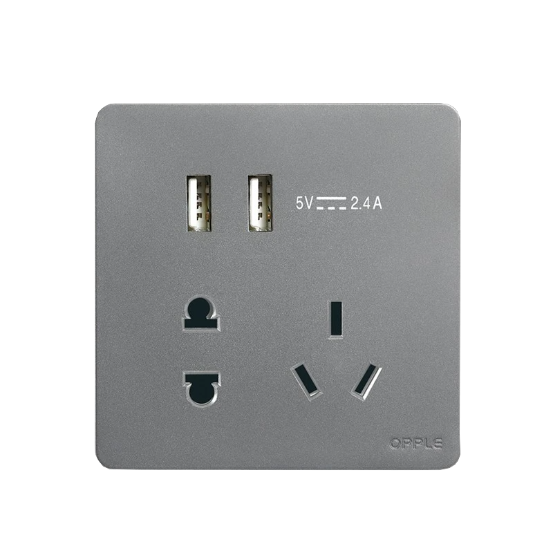 Розетка универсальная двойная с USB OPPLE K12 Grey (K128502-H2)