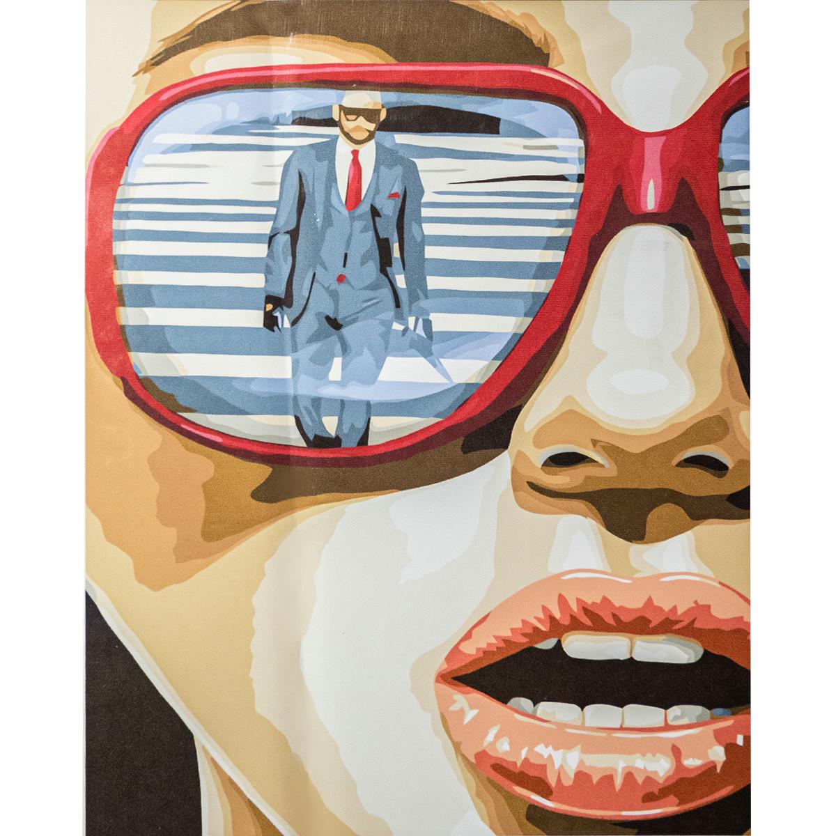 Картина по номерам Strateg Премиум Отражение в очках с лаком 40х50 см (VA-3379)