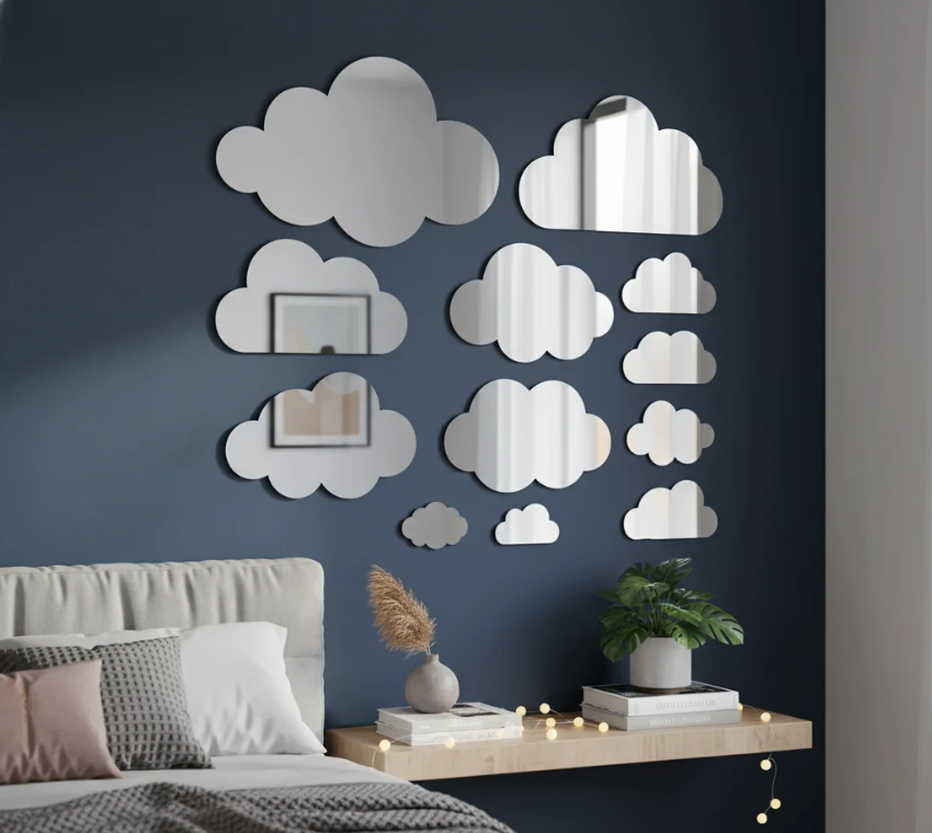 Комплект зеркальных облачков DFA для детских и игровых комнат 12 шт. Серебристый (YA00076-S)