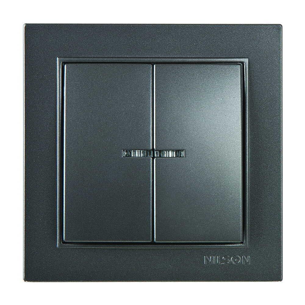 Вимикач двоклавішний Nilson Thor з підсвіткою Антрацит (27161004)