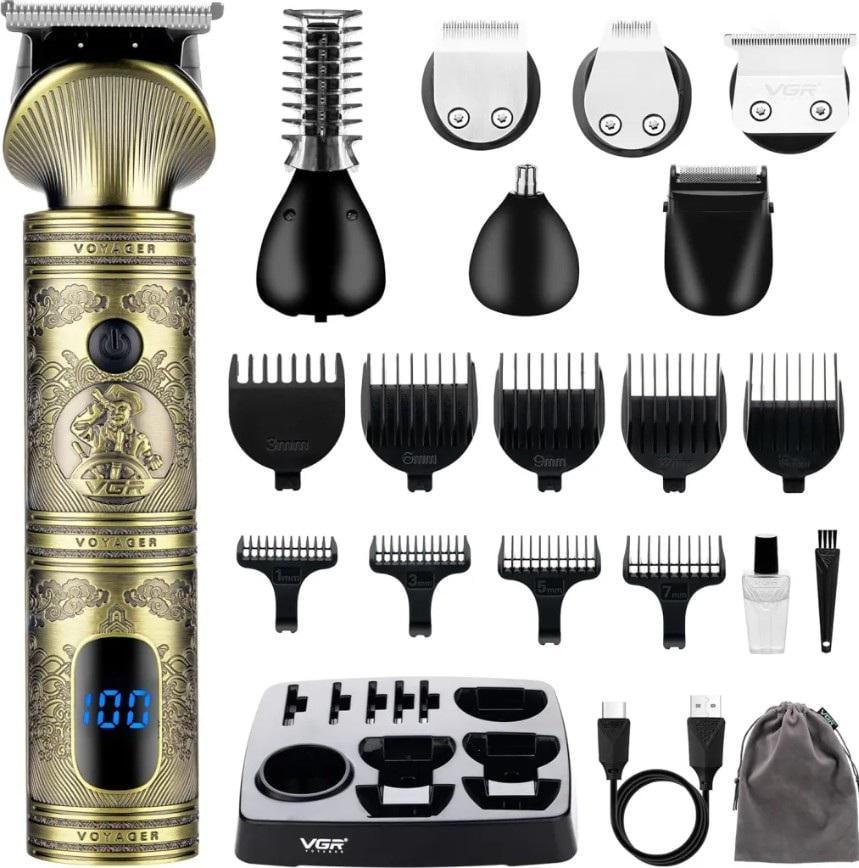 Тример універсальний чоловічий VGR V-106 6в1 для бороди/голови/тіла/USB зарядка