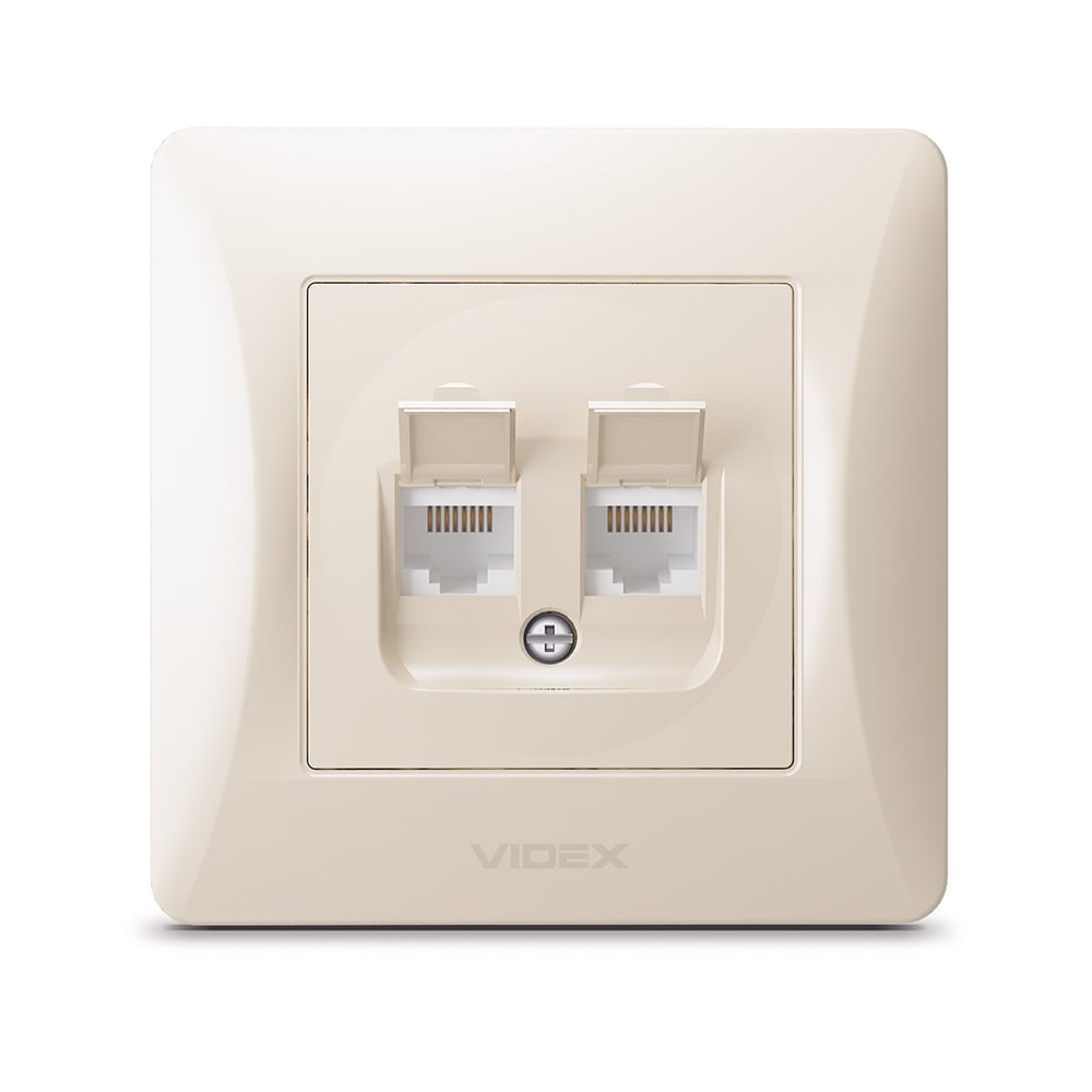 Розетка Videx Binera CAT6+CAT6 двойная компьютерная Кремовый (VF-BNSK2PC6-CR) Розетка Videx Binera CAT6+CAT6 двойная компьютерная Кремовый (VF-BNSK2PC6-CR)