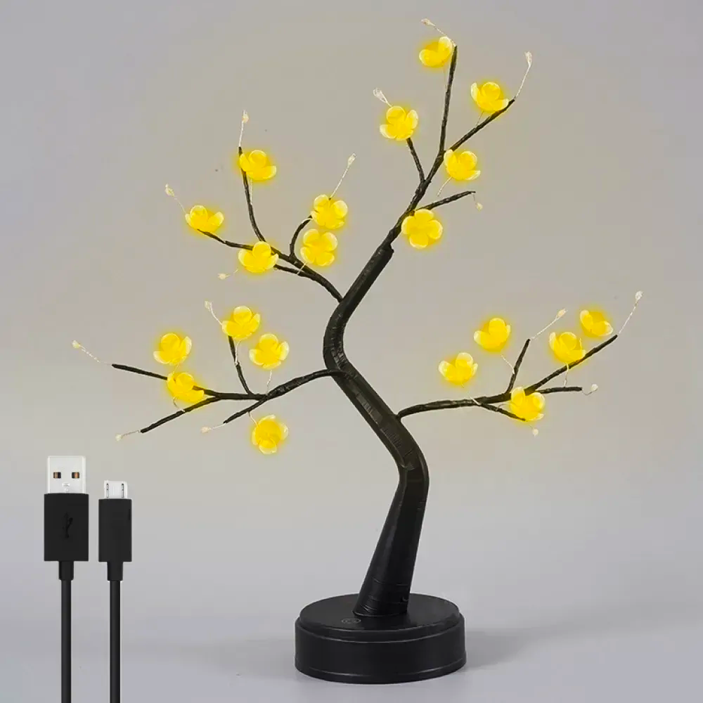 Светильник Декоративное дерево на батарейках и от USB Желтый (23457471701)