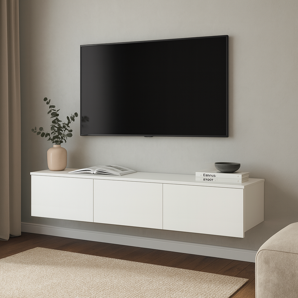 Тумба под телевизор ТВ2 SENAM 220х1400х360 мм ДСП Белый - фото 1 Тумба под телевизор ТВ2 SENAM 220х1400х360 мм ДСП Белый - фото 1