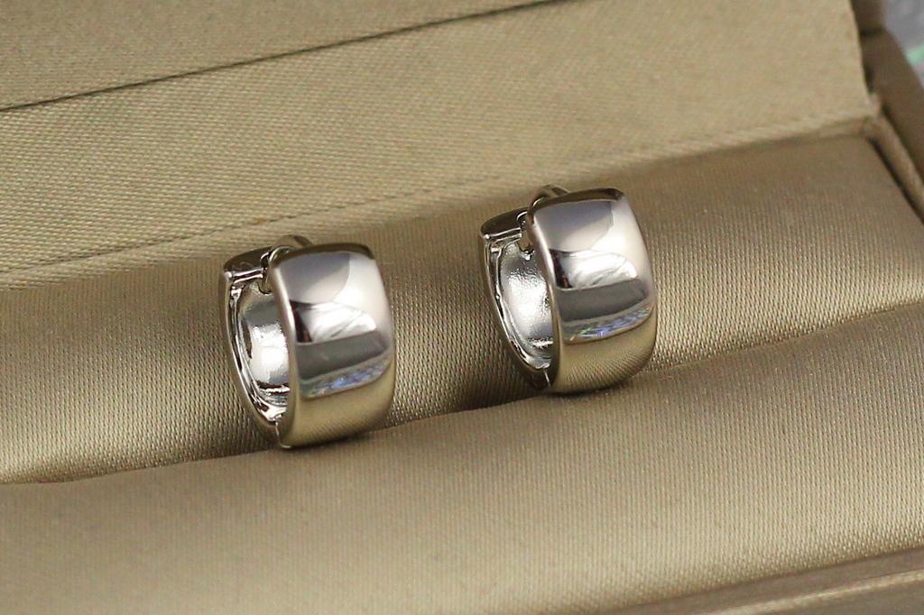 Серьги Xuping Jewelry широкие гладкие колечки 1,3 см Серебристый (30631530)