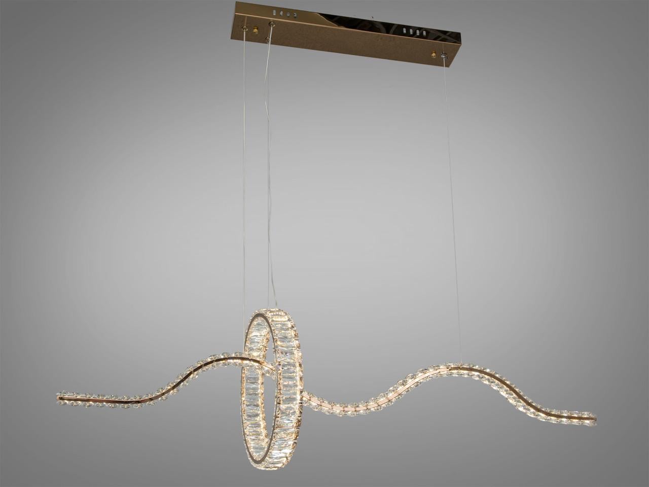 Люстра светодиодная подвесная для гостиной D8921/1200G LED 55 Вт с пультом Золотой (2900157213)