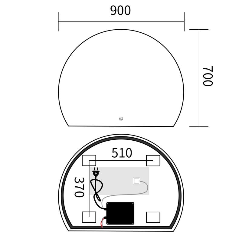 Зеркало для ванной комнаты MIXXUS Premium TOPPER MS01 REVERSE LED Touch/Anti-fog/димер 3-6,5kK 90x70 см (MP6632) - фото 2