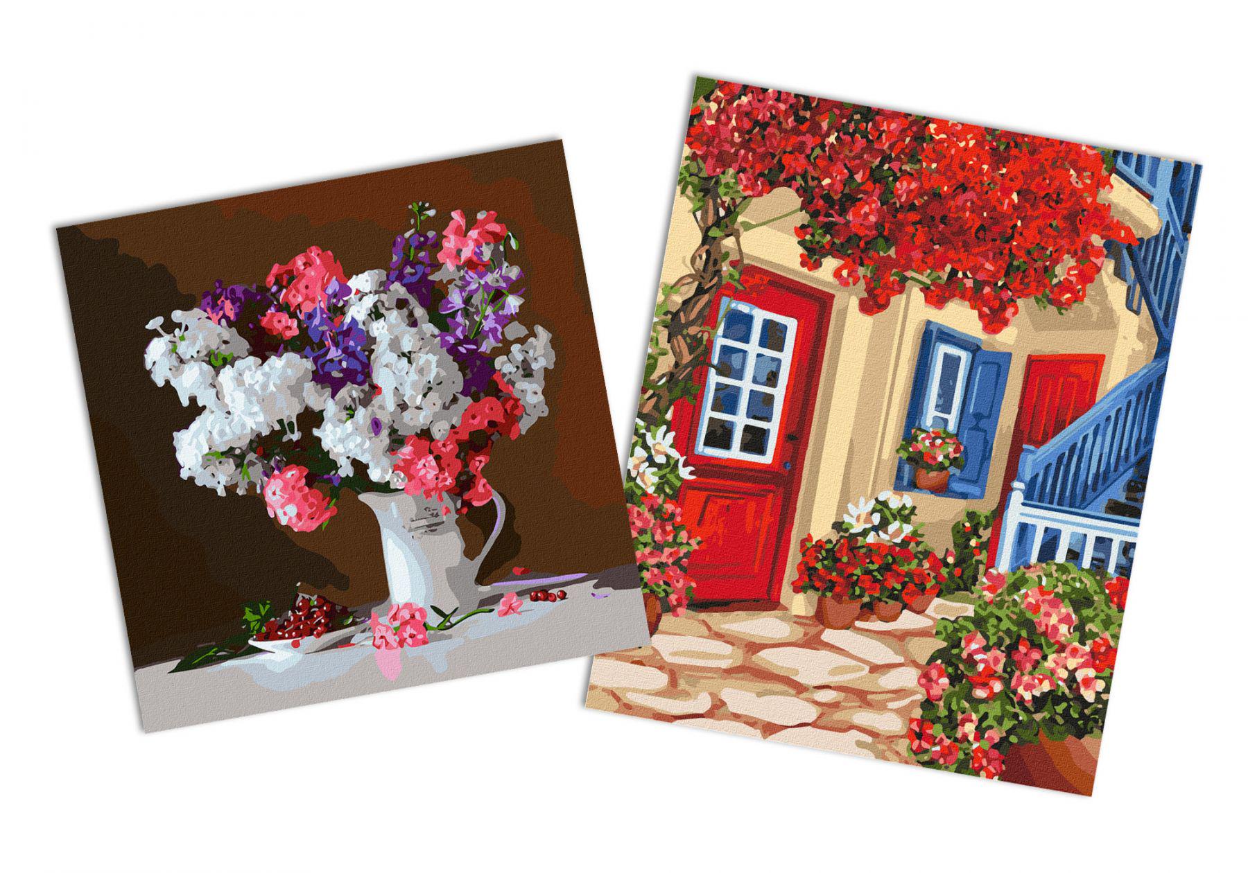 Набор картин по номерам Идейка 2в1 Гуляя по улочкам 40x50 см KHO3581 и Красочные колокольчики 40x40 см KHO3202 (CKHO8153)