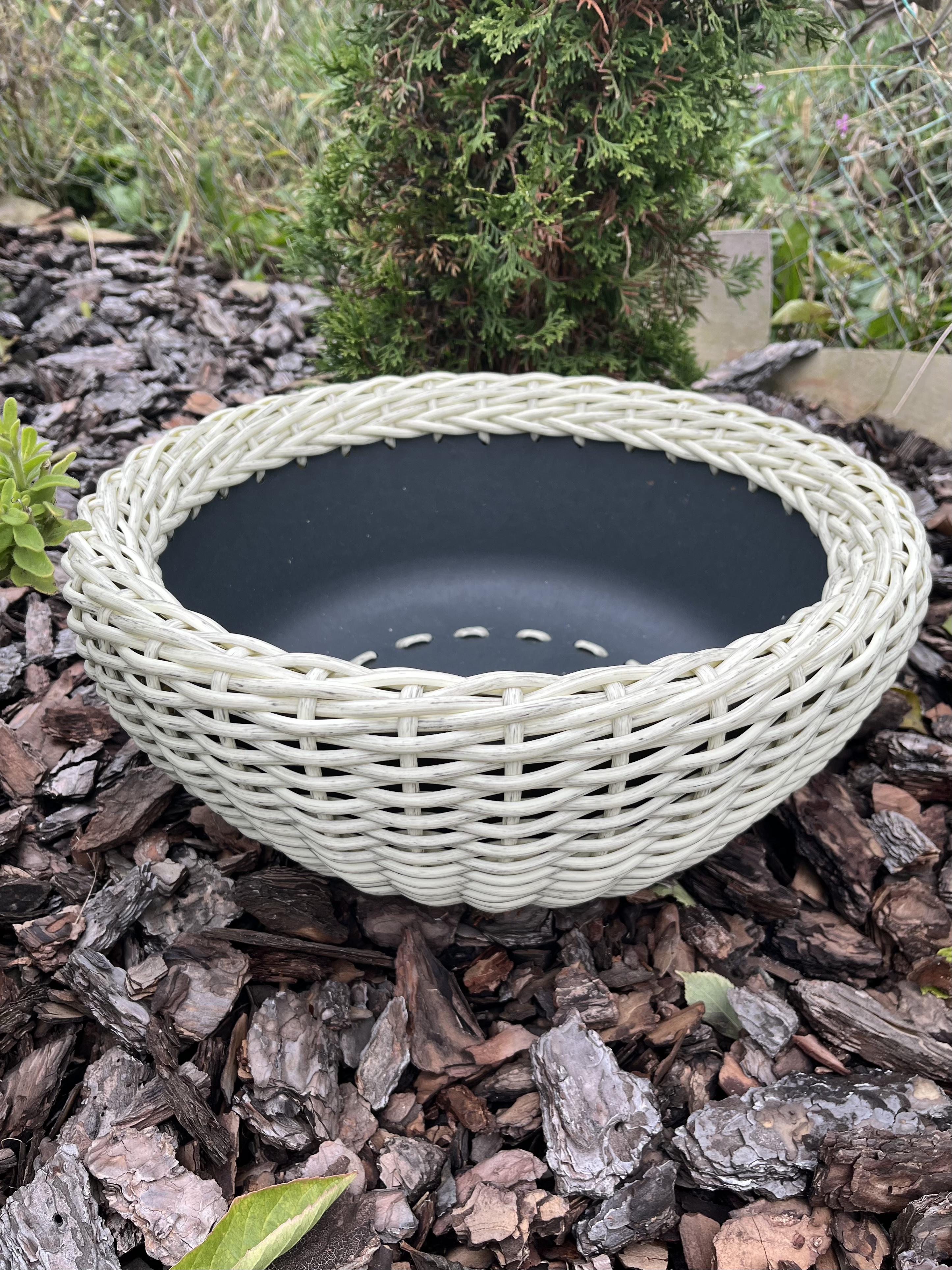 Кашпо-плошка для цветов из искусственного ротанга 12,5 л Слоновая кость (29888829) - фото 2