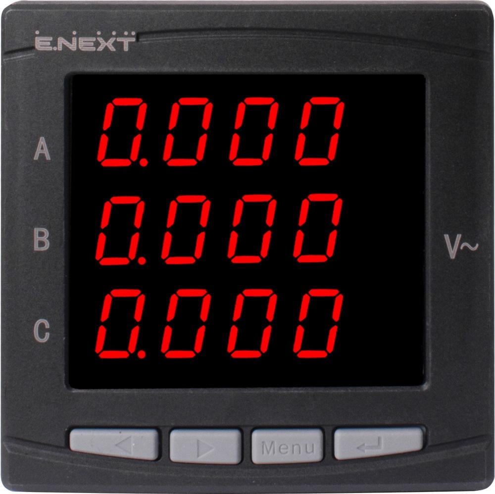 Вольтметр цифровой E.NEXT e.meter.pro.96.v.led трехфазный 0-450 В 230 В АС 96х96x55 мм врезной (p079002) - фото 2 Вольтметр цифровой E.NEXT e.meter.pro.96.v.led трехфазный 0-450 В 230 В АС 96х96x55 мм врезной (p079002) - фото 2