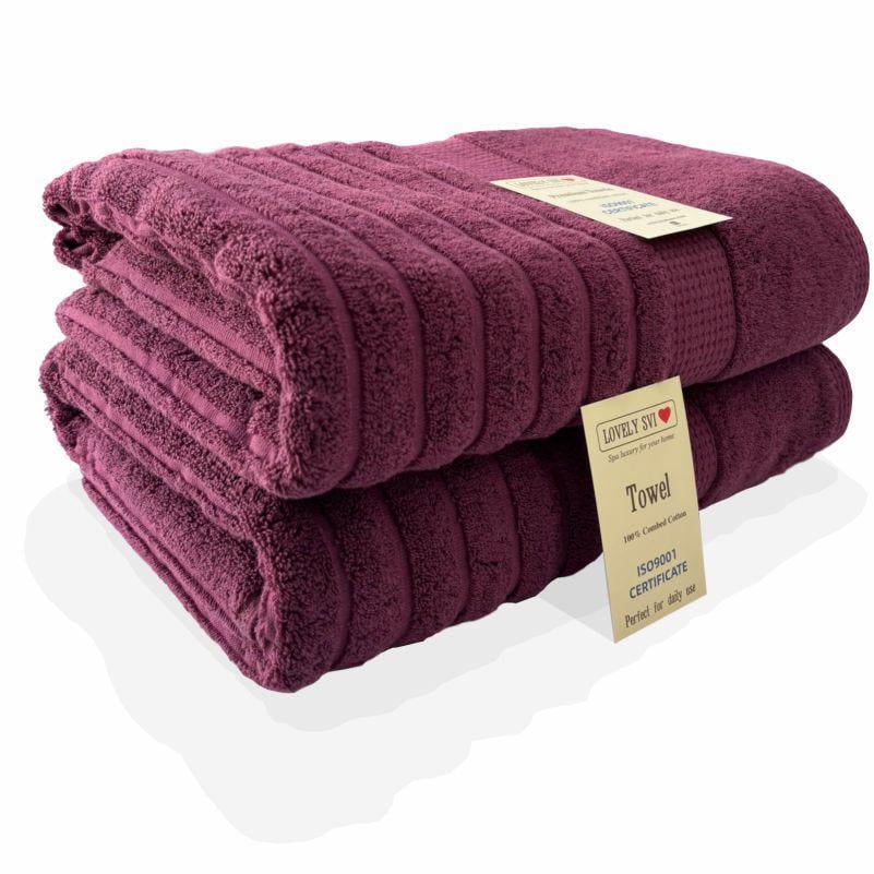 Набір рушників для ванної кімнати Lovely Svi Oxford Stripe жаккард 2 шт. 70х140 см Burgundy (271124)