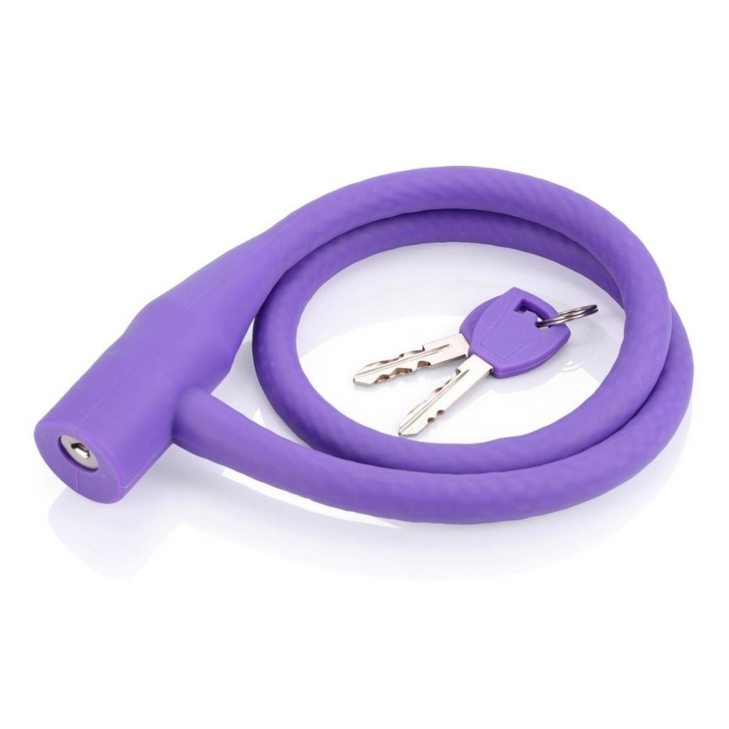 Замок велосипедний тросовий з ключем 12х800 мм Фіолетовий (VR-10617)