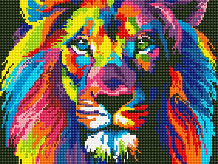 Алмазная мозаика на подрамнике Rainbow Art Радужный лев 40х30 см (EJ1232)