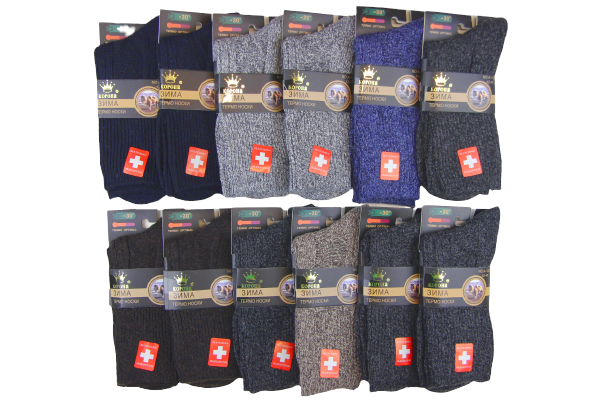Термоноски мужские Корона №1522 верблюжья шерсть медицинские 12 пар р. 42-48
