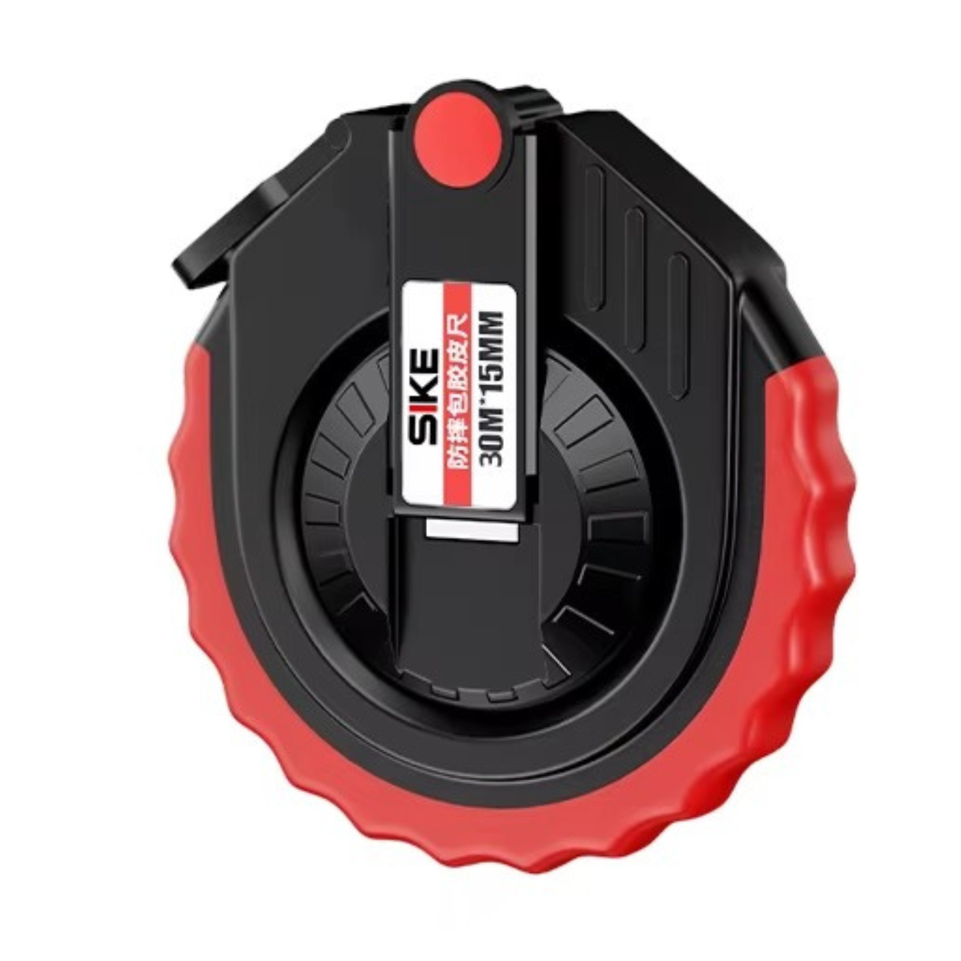 Рулетка измерительная геодезическая лента с метрической шкалой и стекловолокна с пластиковой ручкой 30 м Черно-красный