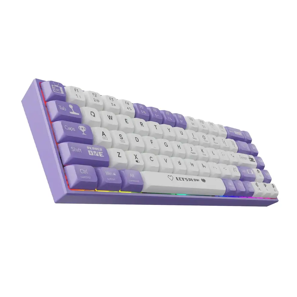 Клавіатура ігрова Ajazz AK680 дротова механічна із RGB підсвічуванням Red Switch Purple/White