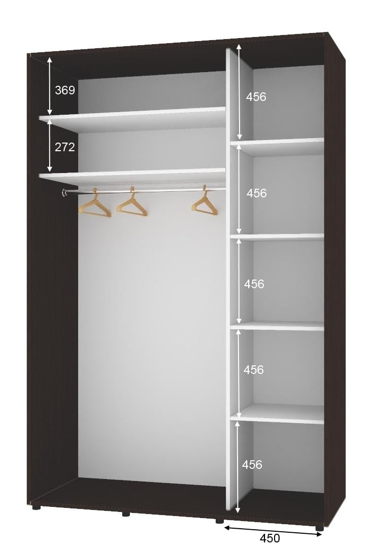 ᐉ Шкаф-купе двухдверный Комфорт Мебель Стандарт 1500х600х2400 мм Венге ...