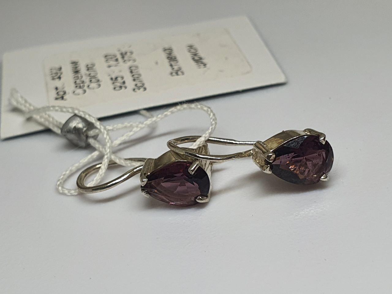 Срібні сережки Ія французька застібка 925 проба Фіолетовий (26943629) - фото 6