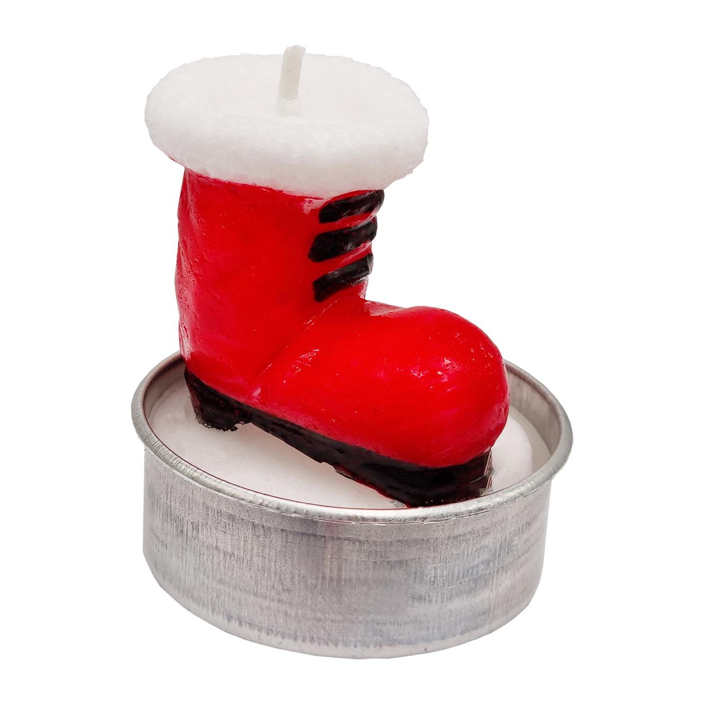 Свеча новогодняя сапог Bambi парафиновая с металлическим подсвечником 3,5 см (AS-111-S-24)