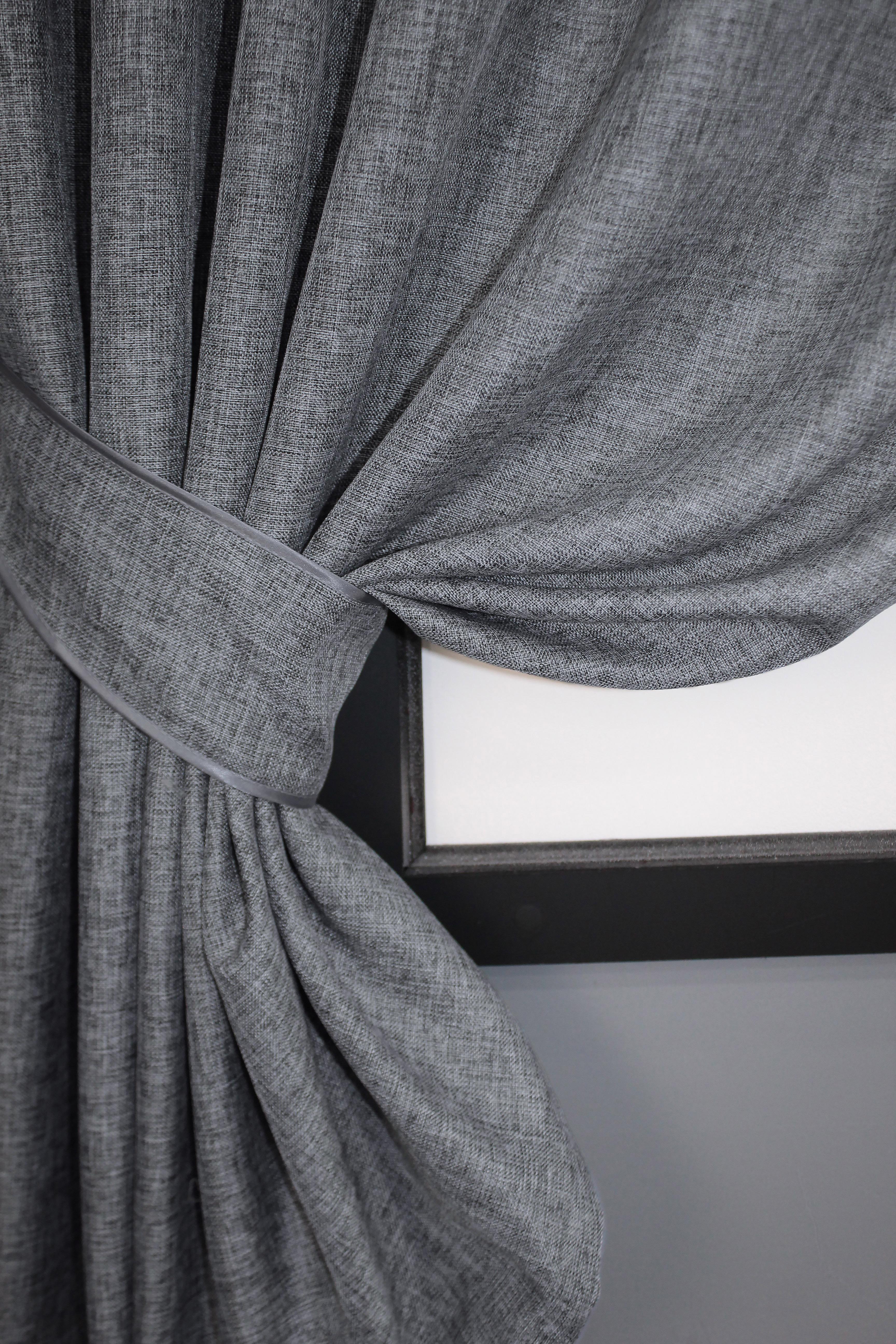 Комплект коротких штор VR-Textil Лен Мешковина № 108ш 130х170см 2 шт. Серый (35-0117) - фото 4