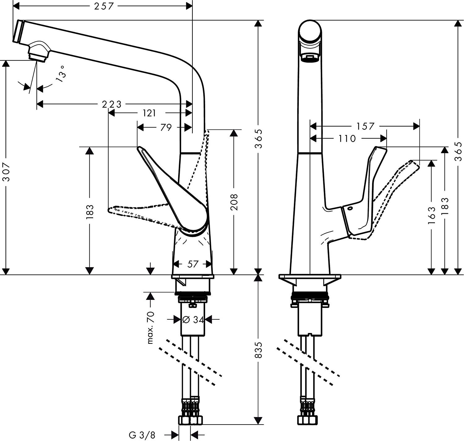 Смеситель для кухни Hansgrohe METRIS SELECT 14883000 Хром (111823) - фото 2