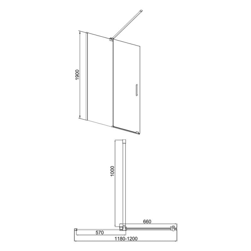 Душова перегородка Q-tap ​​Walk-In Glide GLICRM2012C8 120х190 см (76429) - фото 2