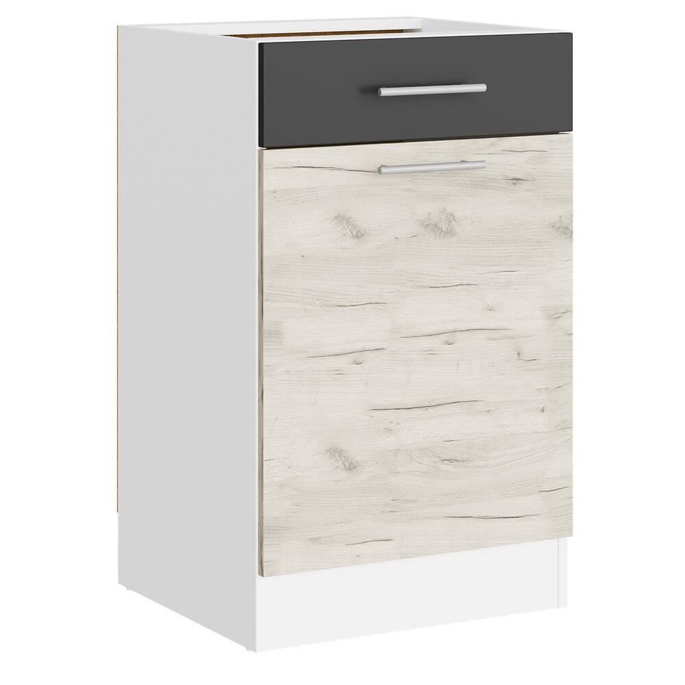 Модуль кухонный нижний Еверест Эко с ящиком 500 50х46х82 см Дуб крафт белый/Графит/Белый (DTM-071029)