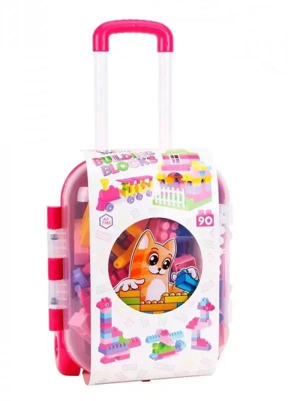 Конструктор дитячий ТехноК у рожевій валізі з пластику 90 дет. Різнокольоровий (150-98-TH7785)