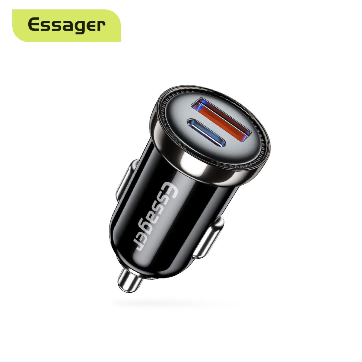 Зарядное устройство автомобильное Essager Sunset Type-C 20 W USB Black (585186) - фото 3