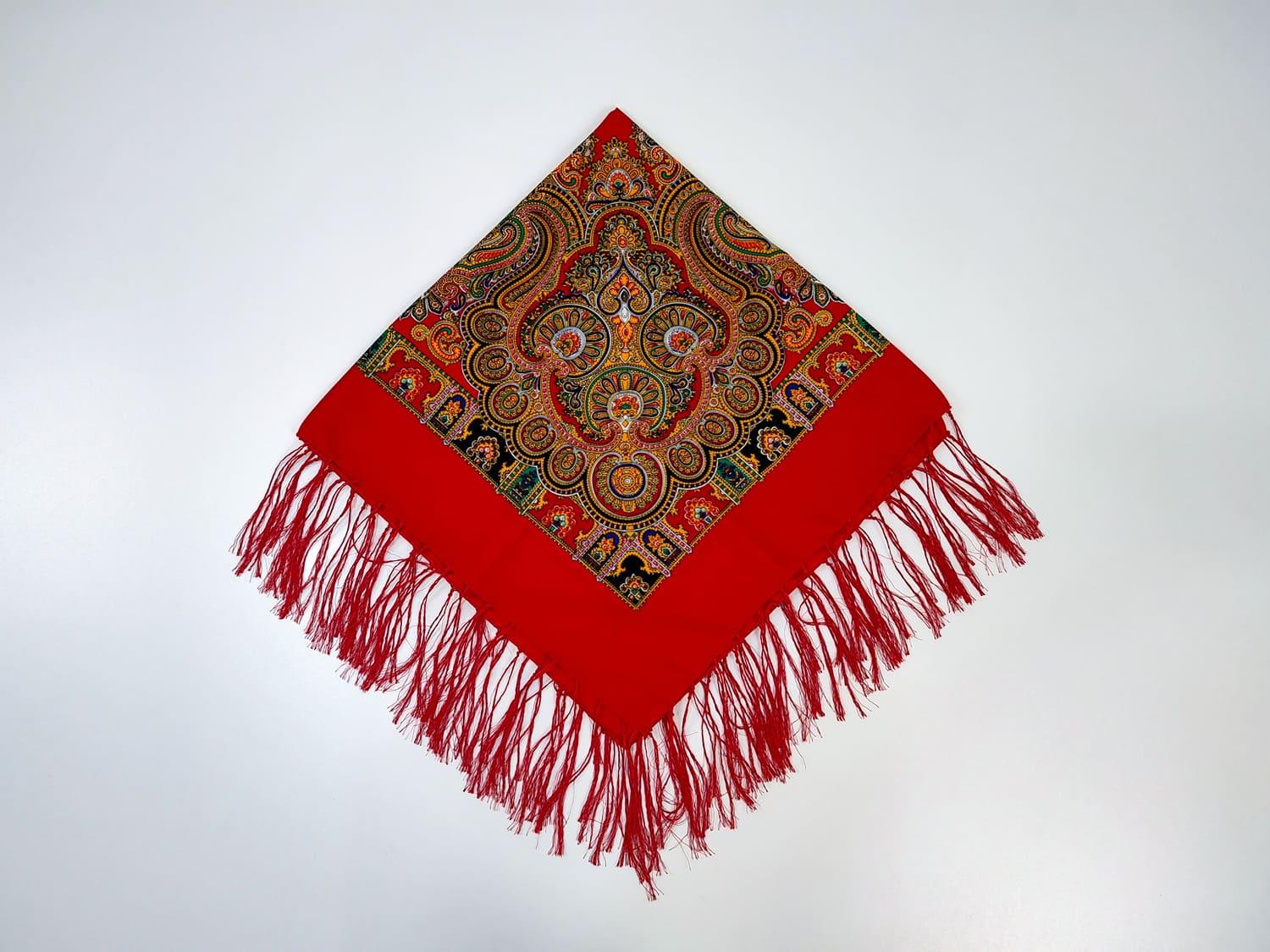 Платок традиционный украинский с тороками 80x80 см Красный (30156554)