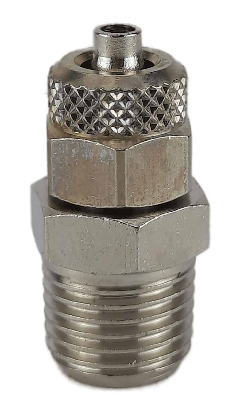 Соединение цанговое латунное прямое наружная конусная резьба R 1/2" M под трубку наружный/внутренний Ø 10/8 мм (PF30111008)