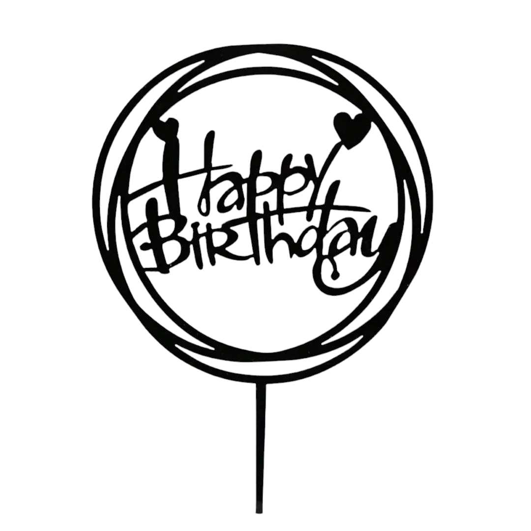 Топер на торт Happy Birthday Чорний (2376318448)
