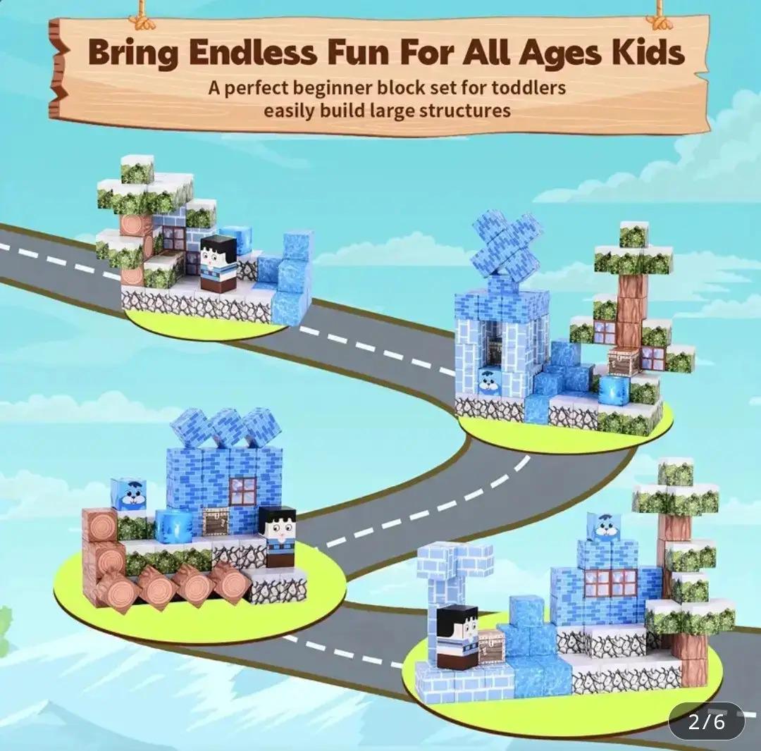 Конструктор магнітний Майнкрафт Льодова траса з будинком та порталом 100 кубиків - фото 7 Конструктор магнітний Майнкрафт Льодова траса з будинком та порталом 100 кубиків - фото 7