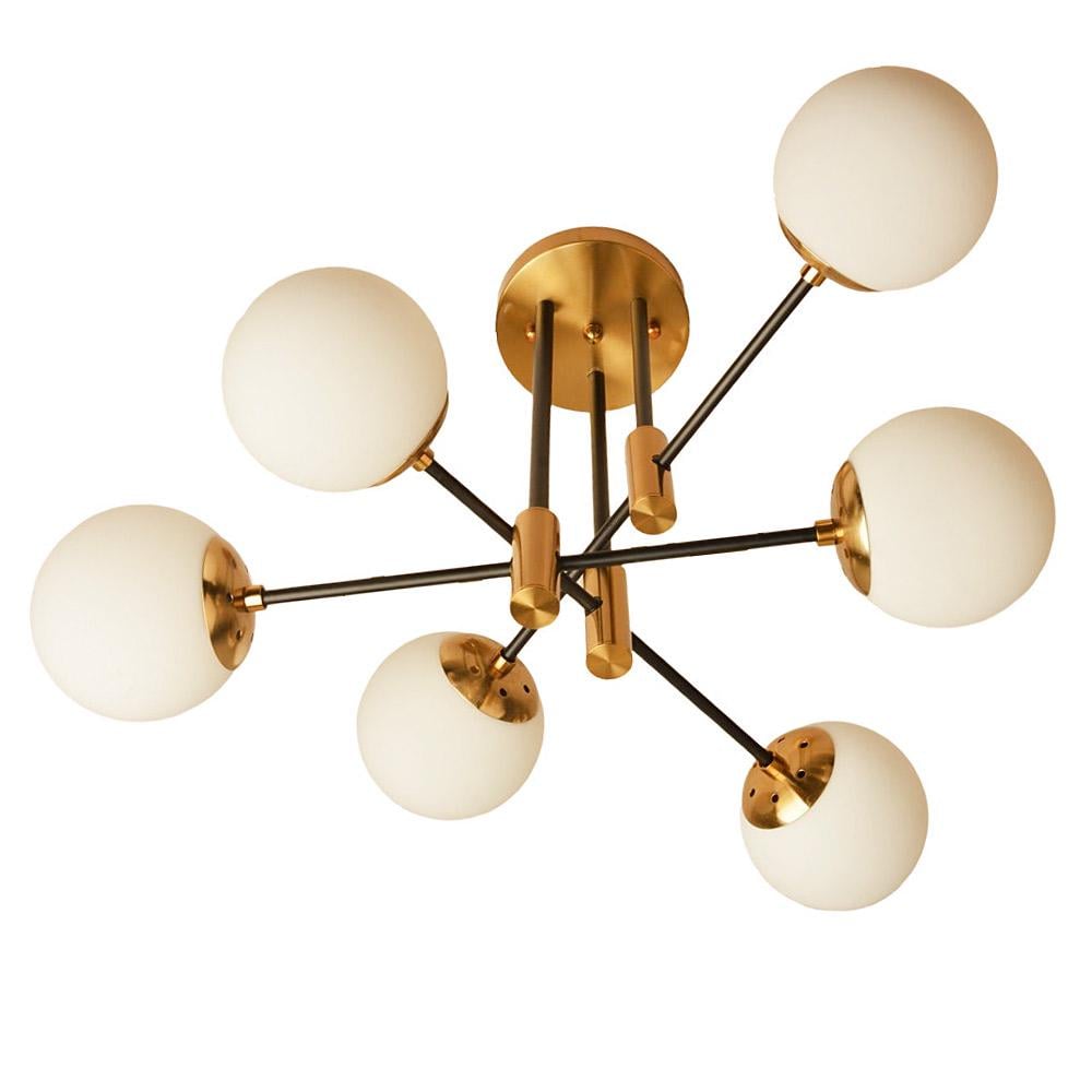 Люстра потолочная Lighthouse SH-19568/6 COPPER/BK 690х690х420 плафоны белые Медь/Черный