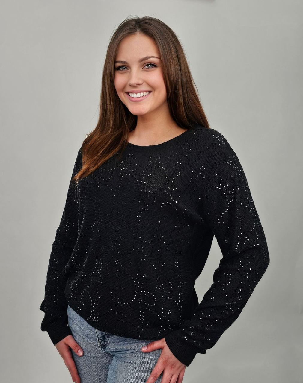 Кофта женская трикотажная р. 46–50 oversize Черный (25713349)