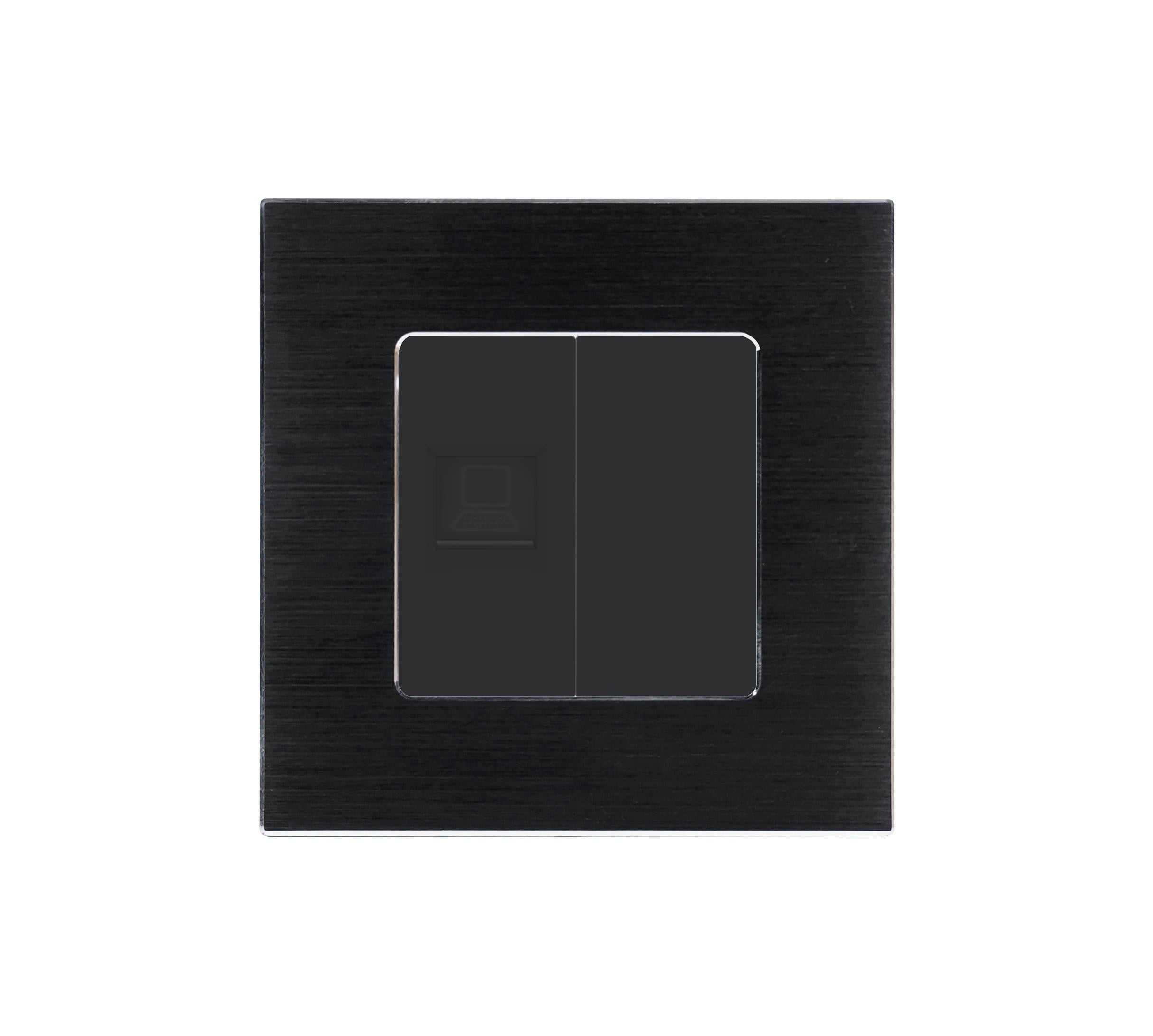 Розетка компьютерная WALLPAD RJ-45 дизайнерская настенная алюминиевая рамка Черный (WP-CAT6BLK-BK)