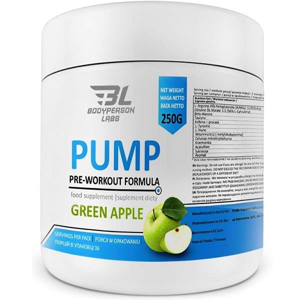 Комплекс до тренування Bodyperson Labs Pre-Workout Formula 250 г 16 порцій Green Apple