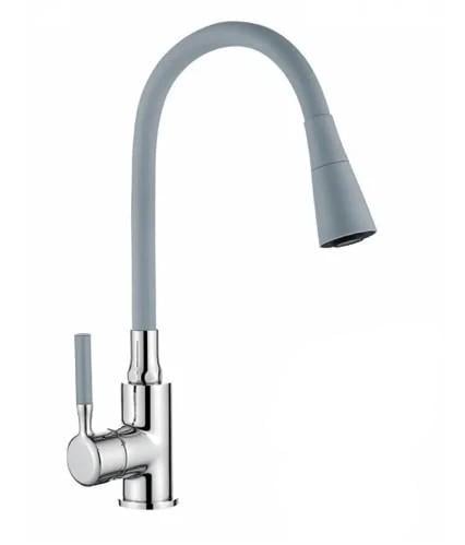 Смеситель для кухни Ledeme LM4199-9 с силиконовым изливом Серый/Хром (LL1696)