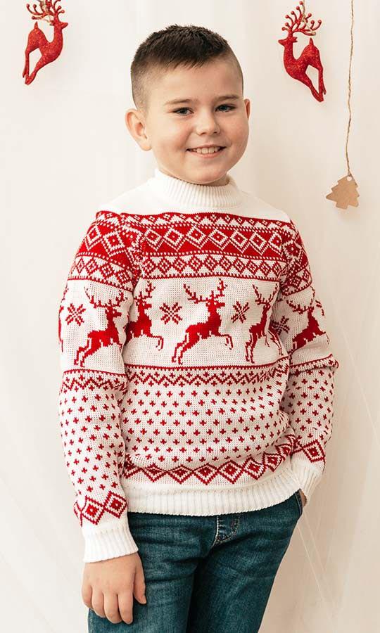 Светр новорічний для хлопчика Вишиваночка р. 122 Білий (21094)