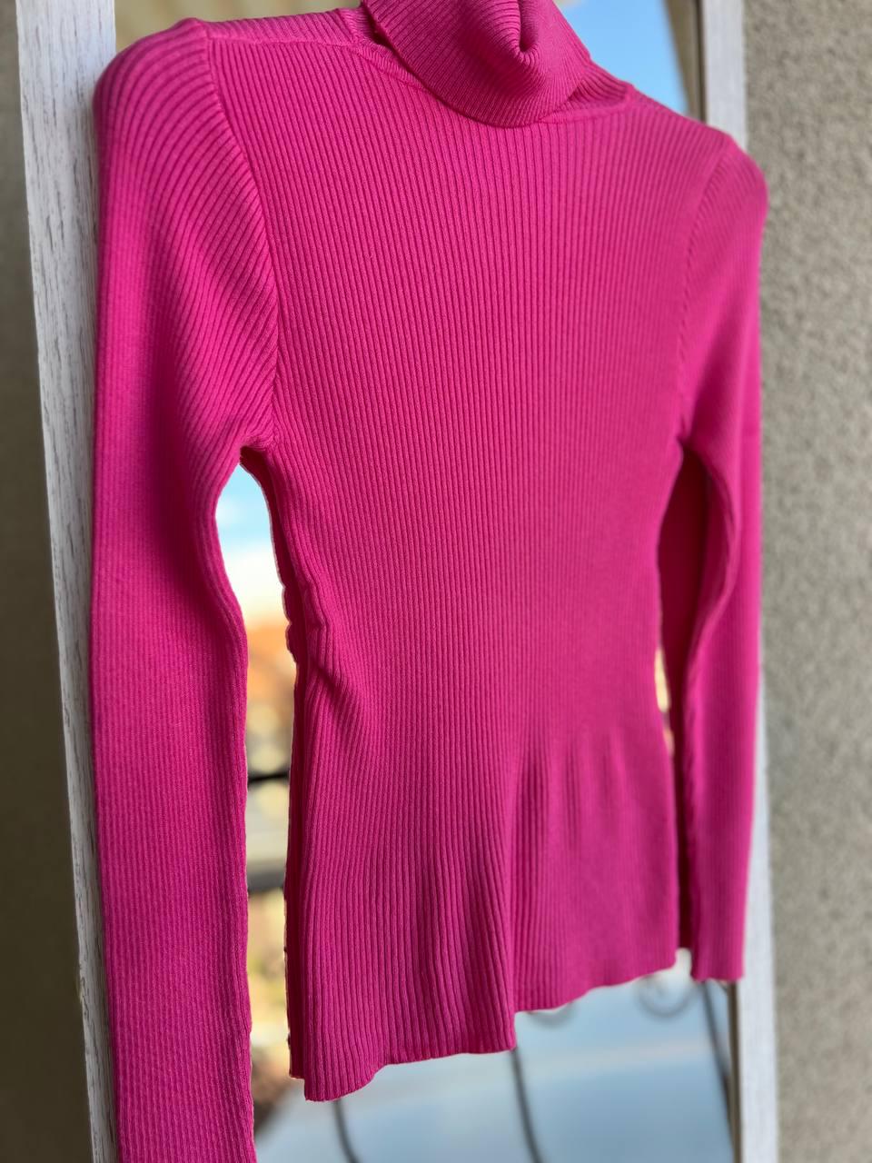Светр жіночий A-N 920 водолазка гольф рубчик високий комір OS Малиновий (2933) - фото 3