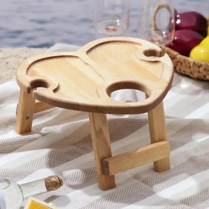 Менажница на ножках 2 секции с отделениями для бокалов и бутылки 35х35 см (ст-51)