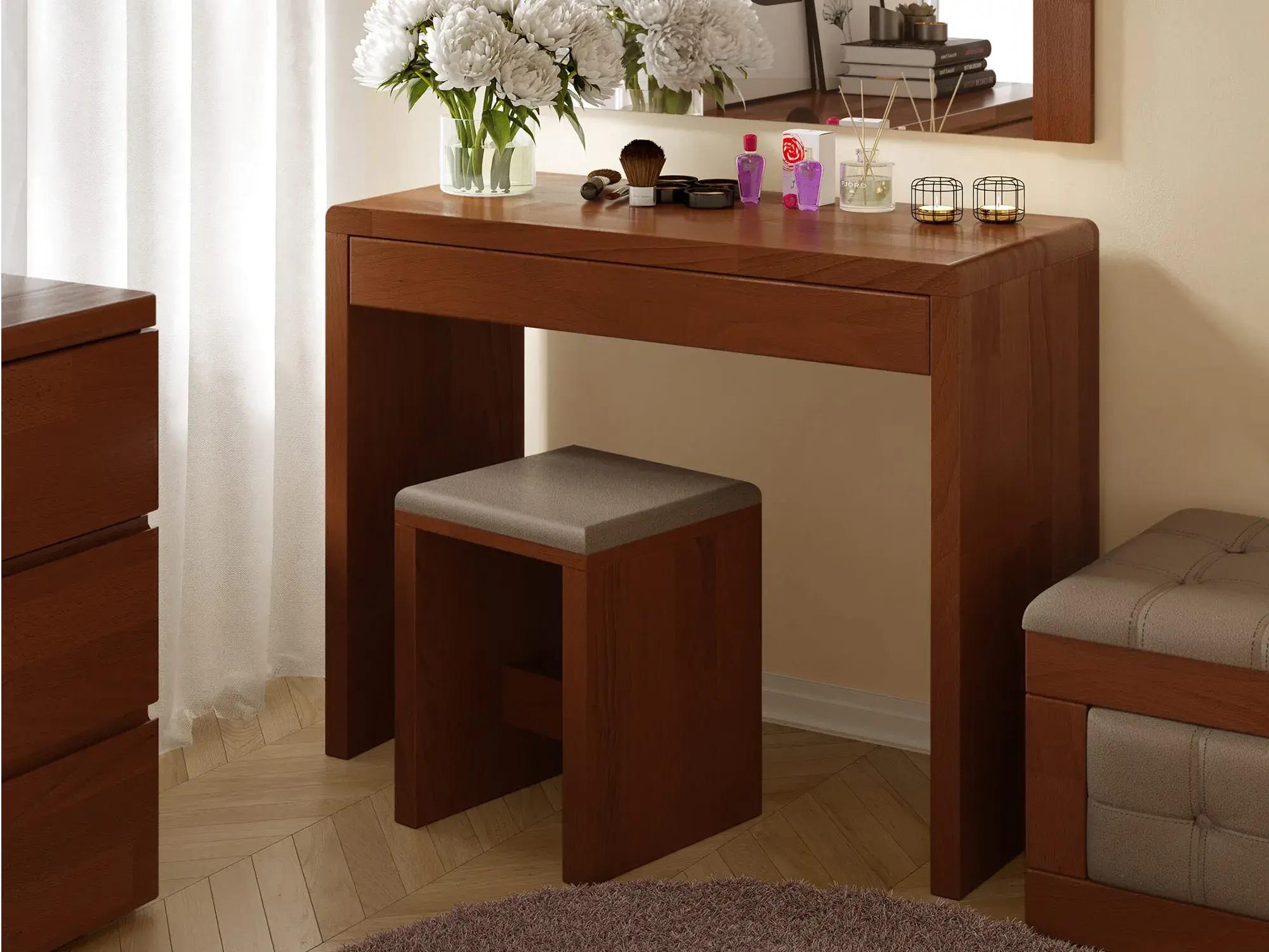 Туалетний стіл Arbor Drev Регіна з пуфом з натурального дерева сосна Яблуня Локарно (51724)