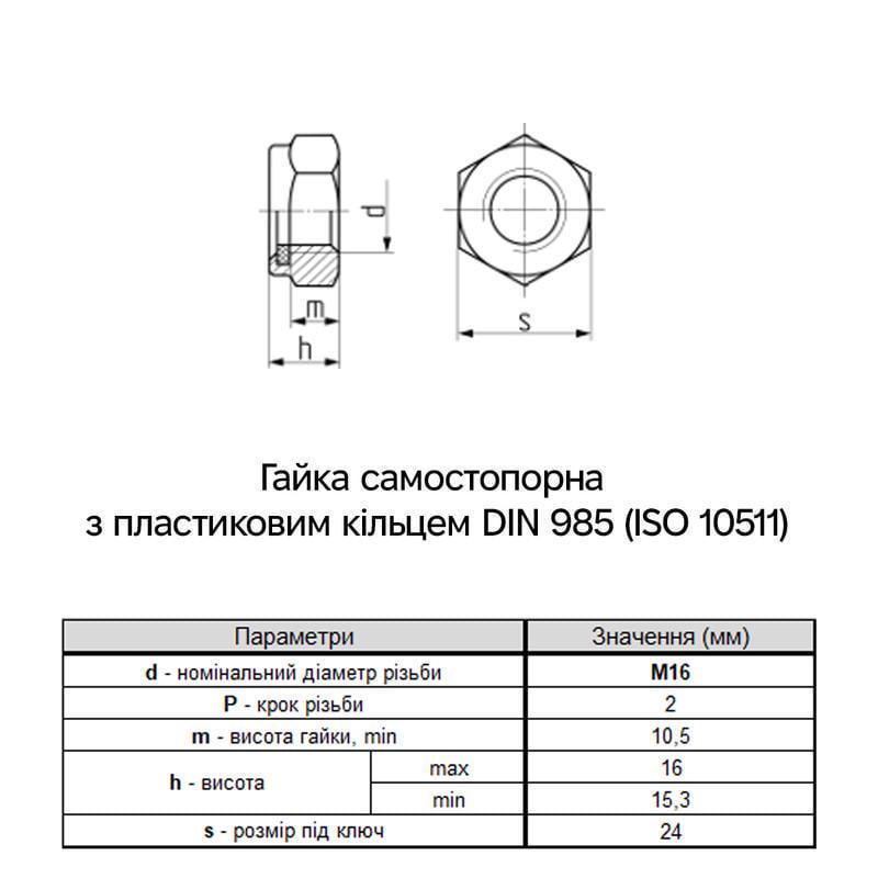 Гайка самостопорная Metalvis М16 DIN985 сталь 8 шаг 2 под ключ 24 мм цинк 25 шт. Белый (6P20000006P1620080) - фото 2 Гайка самостопорная Metalvis М16 DIN985 сталь 8 шаг 2 под ключ 24 мм цинк 25 шт. Белый (6P20000006P1620080) - фото 2
