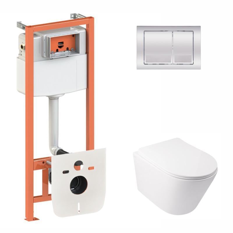 Инсталляция Q-tap 3в1 Nest QT0133M425 с панелью смыва QT0111M06028CRM + унитаз с сиденьем Swan QT16335178W (10402)