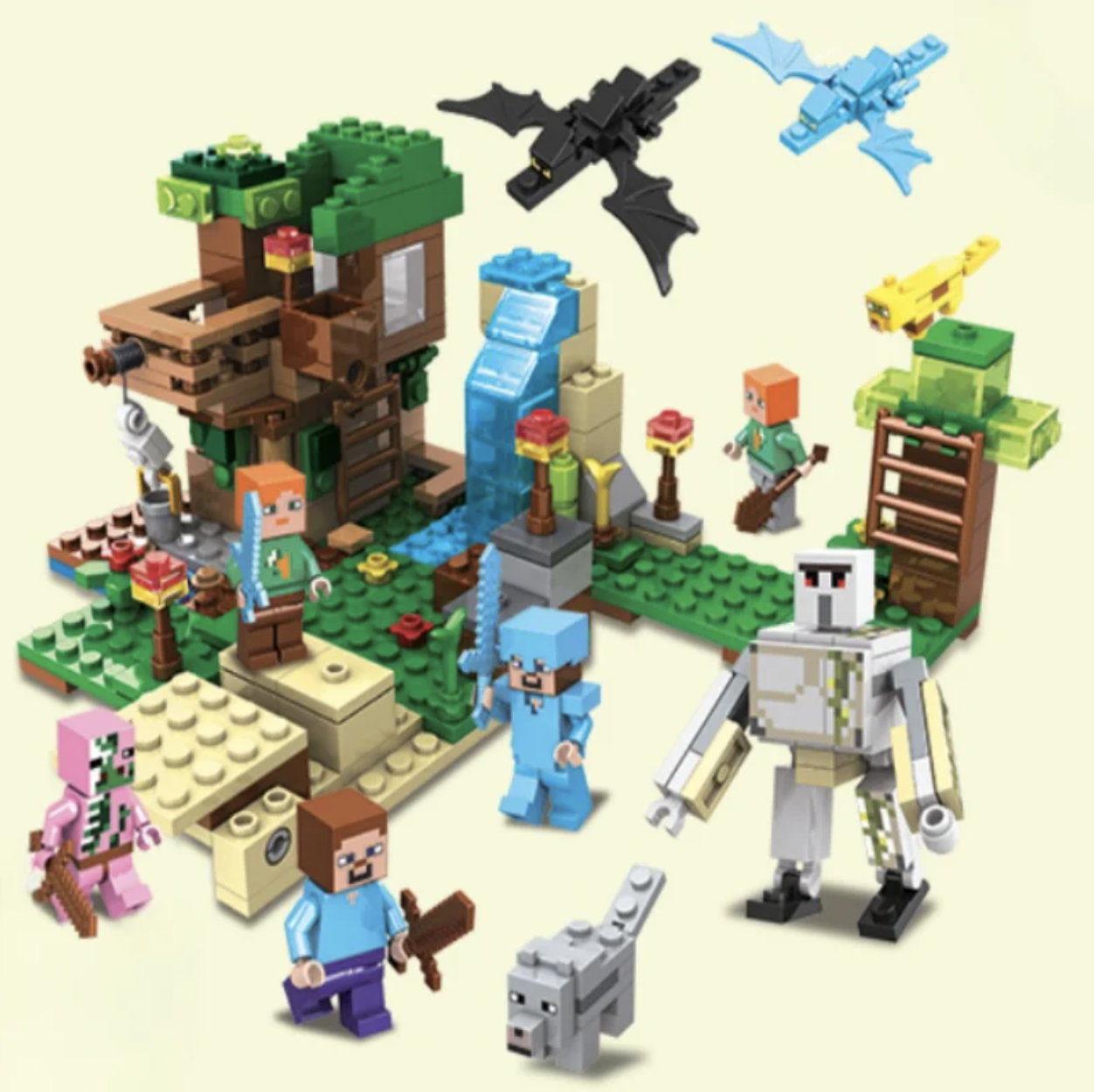 Конструктор My World Будинок біля водоспаду 379 деталей/персонажі/набір Майнкрафт (SJ8801)