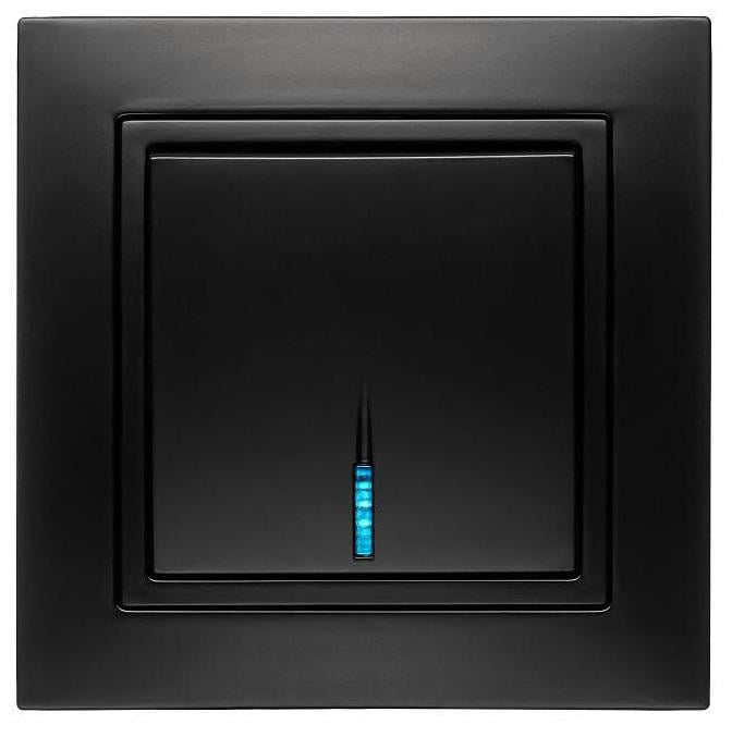 Выключатель одноклавишный с LED подсветкой MARSHEL ELEGANT VS10-199 Black (VS10-199 Black)